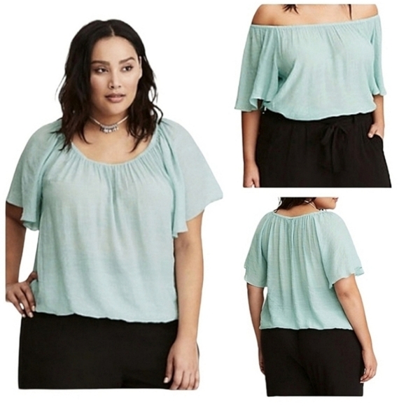 Torrid Off The Shoulder Gauze Top Sz 2 - Picture 1 of 9